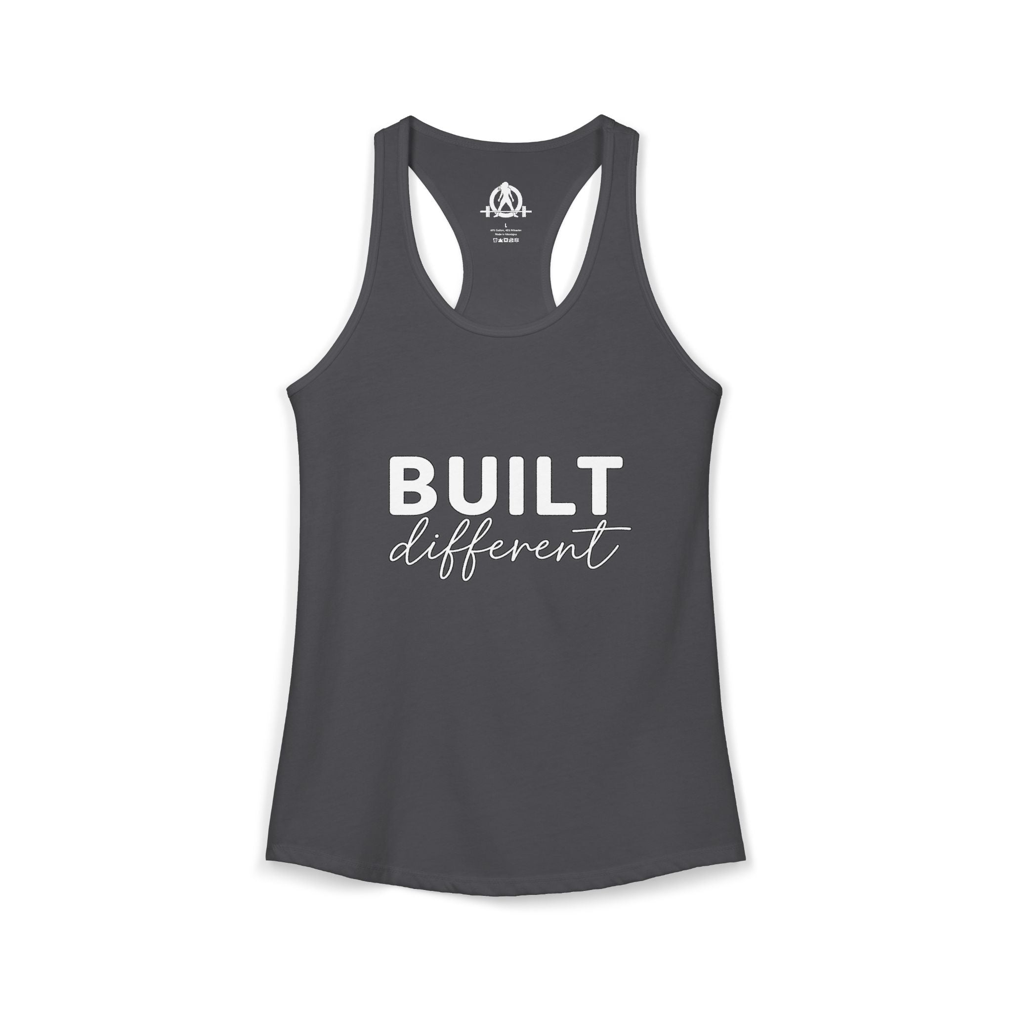 Built Different - Women's Ideal Racerback Tank - White Logo