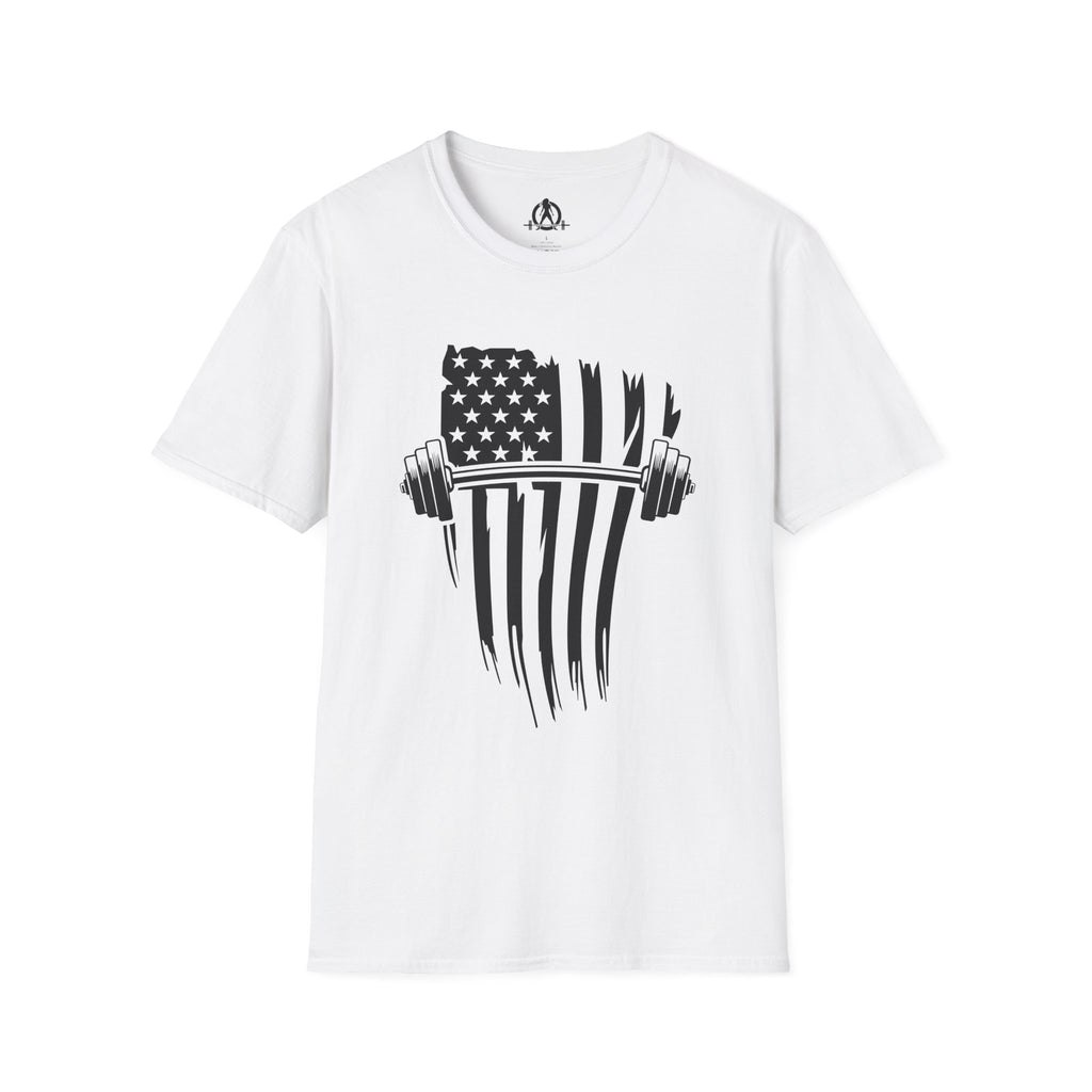 USA Barbell  - Unisex Softstyle T-Shirt - Black Logo - Plain Back