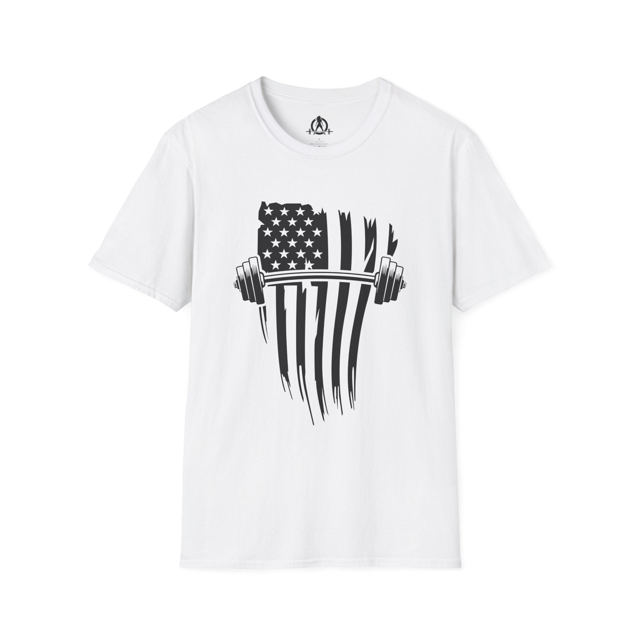 USA Barbell  - Unisex Softstyle T-Shirt - Black Logo - Plain Back