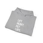 Lift Heavy Pet Cats - Unisex Heavy Blend Hooded Sweatshirt - White Logo