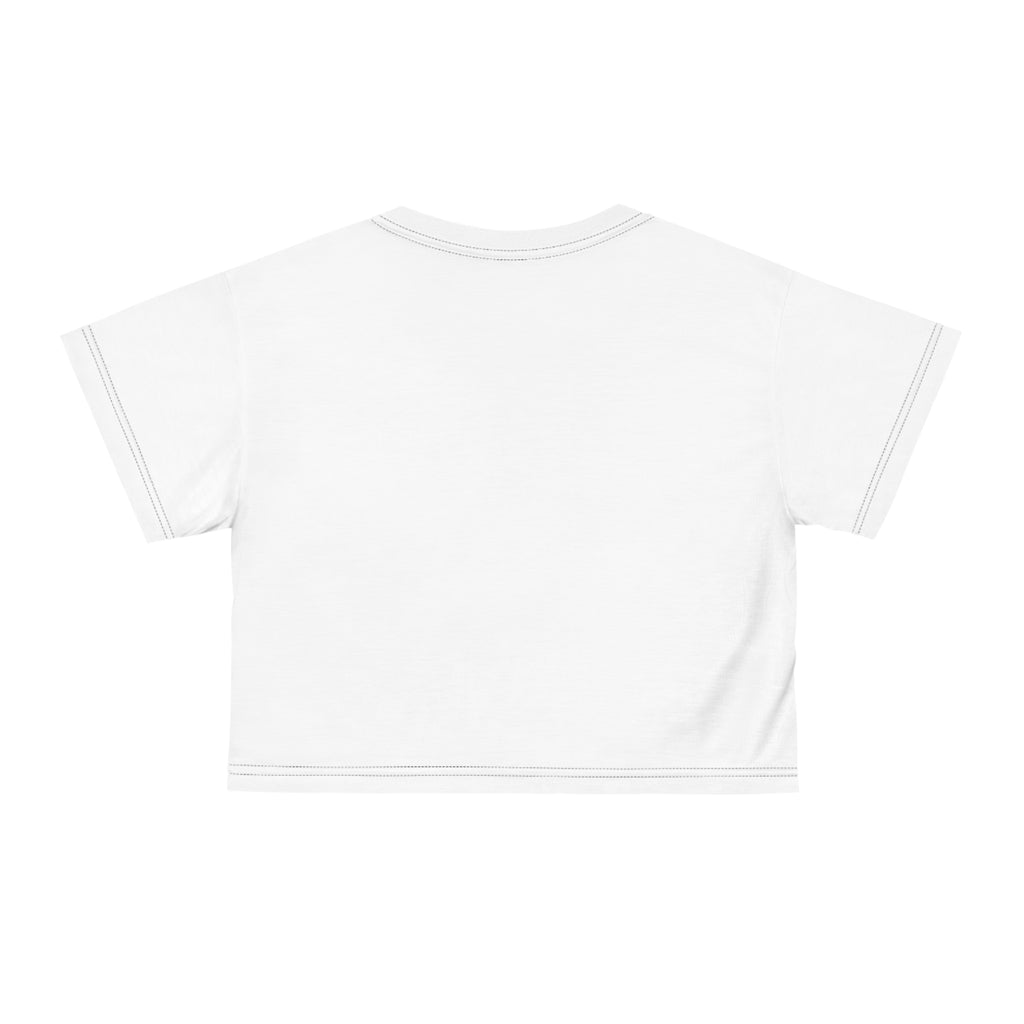 Crop Tee AOP - White - Black Distressed Logo