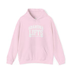Grandma Lifts - Unisex Heavy Blend™ Hooded Sweatshirt - White Logo Front -  Plain Back