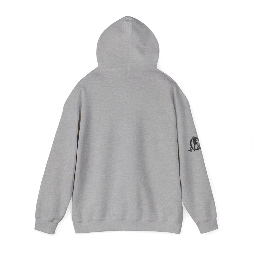 I Could Hip Thrust You - Unisex Heavy Blend Hooded Sweatshirt - Black Distressed Logo on Front & Right Sleeve
