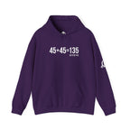 45 + 45 = 135 – Unisex Hoodie | White Front & Sleeve, Plain Back