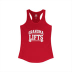 Grandma Lifts - Women's Ideal Racerback Tank - Black Logo Front Plain Back