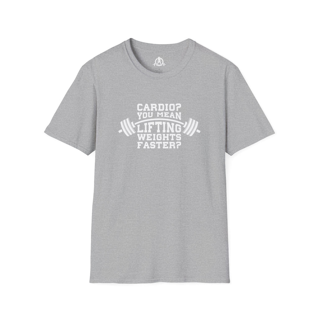 Cardio? Lift Weights Faster - Unisex Softstyle T-Shirt - Front Logo