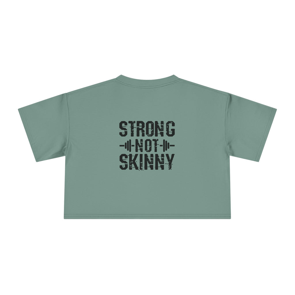 Strong Not Skinny Crop Tee — Front & Back Print — Black