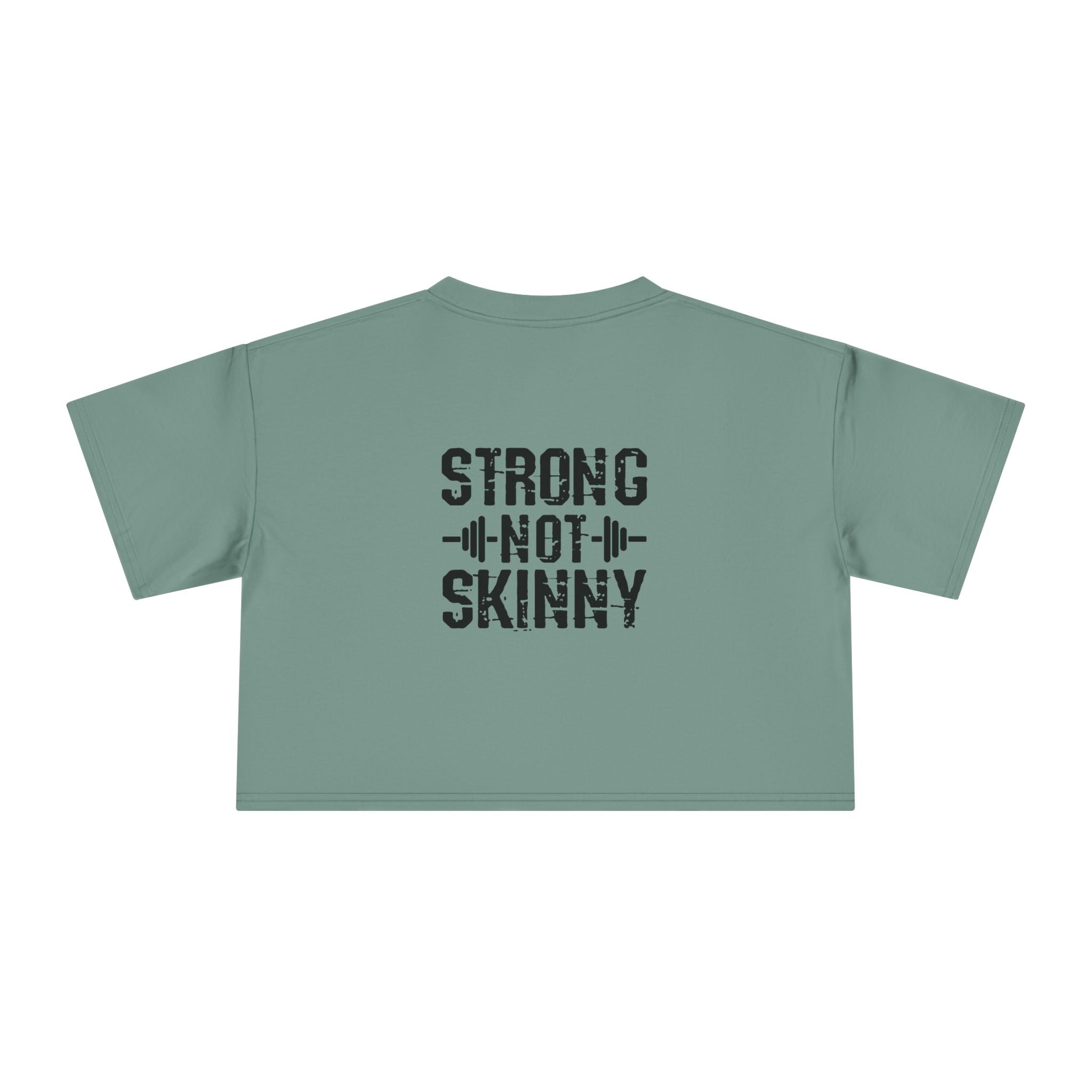 Strong Not Skinny Crop Tee — Front & Back Print — Black
