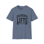 Grandma Lifts -  Unisex Softstyle T-Shirt — Front Black Logo