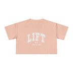 Lift Like A Girl - Women's Crop Tee - Pale Pink - Front White Logo