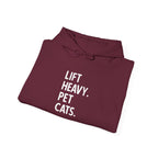 Lift Heavy Pet Cats - Unisex Heavy Blend Hooded Sweatshirt - White Logo