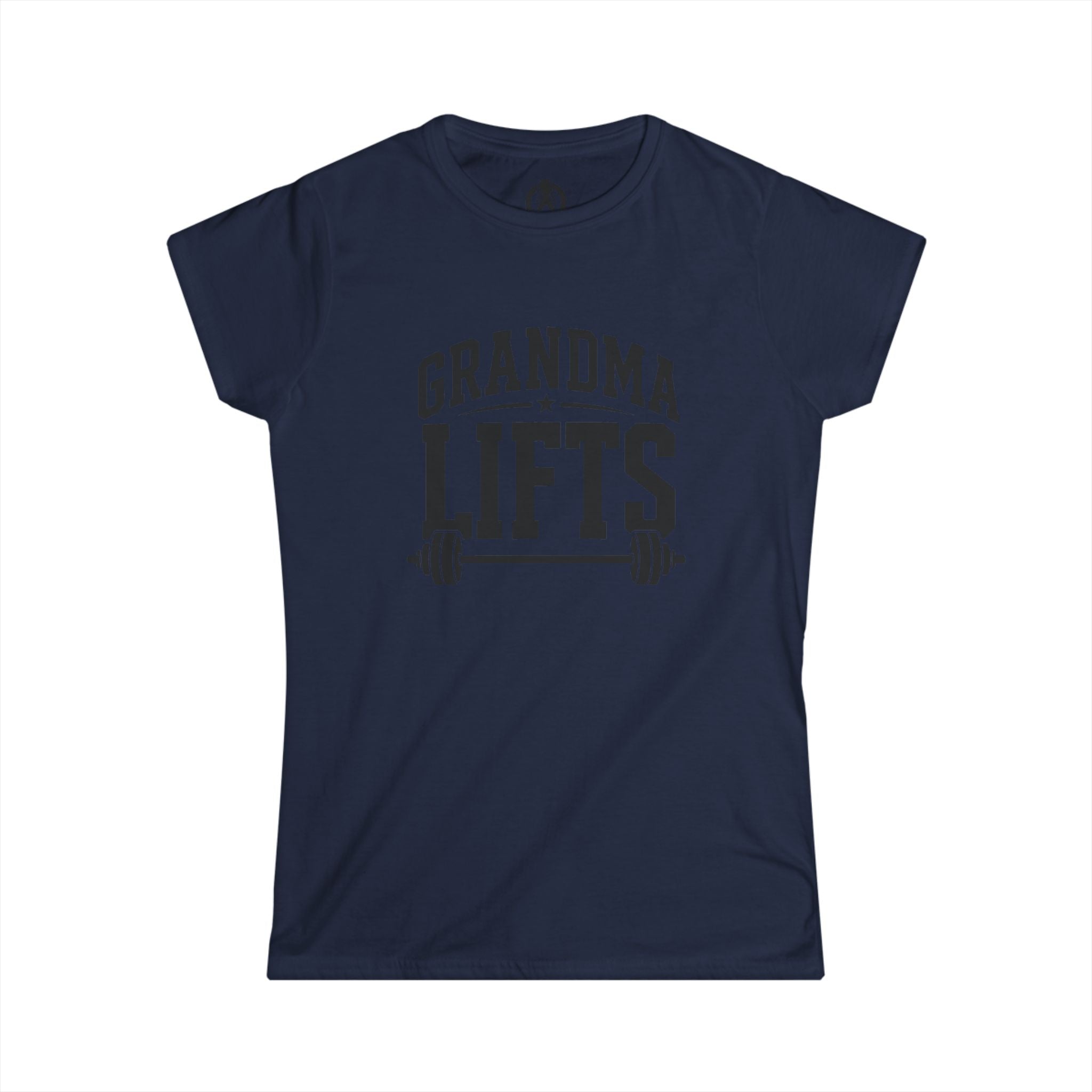 Grandma Lifts t - Women's Softstyle Tee - White Logo Plain Back
