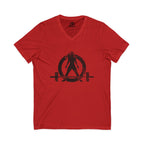 Strong Is Beautiful - Distressed Black Logo - Unisex Jersey Short Sleeve V-Neck Tee