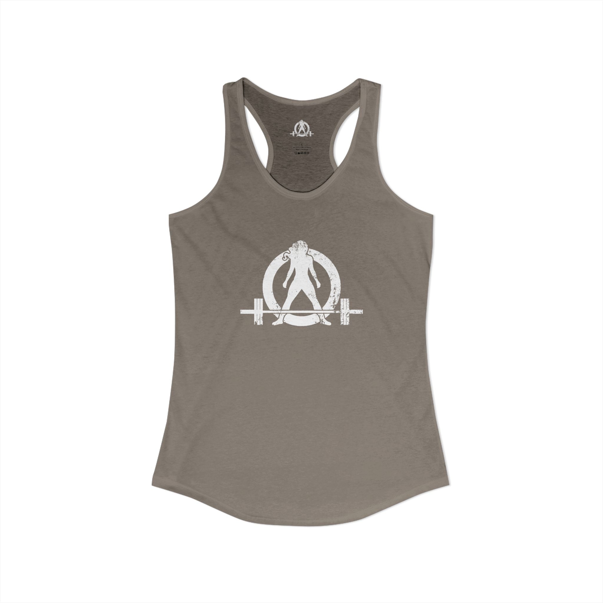 I Could Deadlift You - Women's Ideal Racerback Tank - White Logo - Front & Back Print