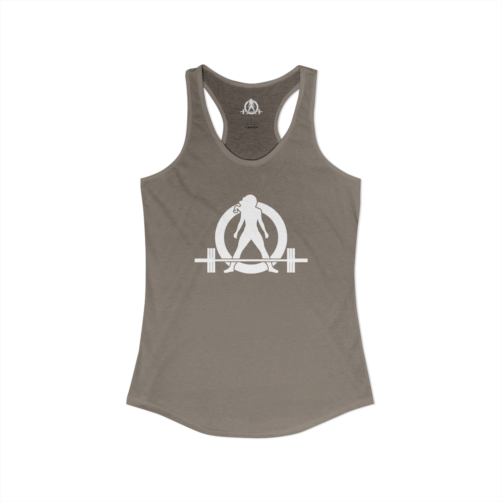 Goal Weight Strong AF - Simple - Women's Ideal Racerback Tank - White Print Front & Back