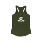 ALL I NEED IS COFFF & a Barbell - Women's Ideal Racerback Tank - White Logo Front & Back