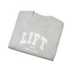 Lift Like A Girl - Unisex Ultra Cotton Tee - Front White Logo - Plain Back