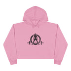 Empowered Crop Hoodie – For Strong Women Who Lift - Black Distressed Logo