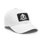 Distressed - Dad Hat with Leather Patch (Rectangle) - White Font