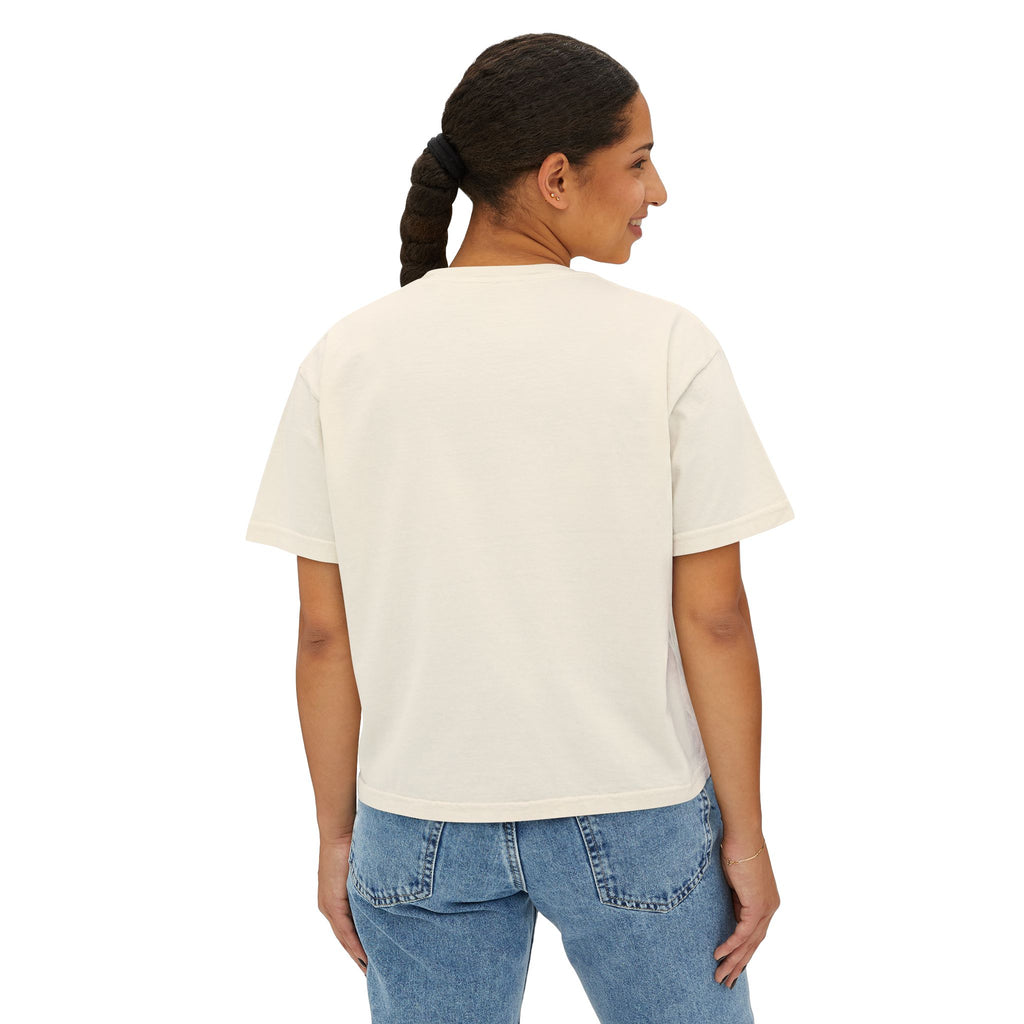 Women's Boxy Tee - Color Distressed Logo Front Plain Back