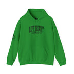 Lift Heavy Shit – Unisex Heavy Blend™ Hooded Sweatshirt (Black Logo Front & Sleeve) 🖤🏋️‍♂️🔥