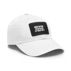 Dad Hat — "Drink Caffeine, Wear Black, Lift Heavy S**t" Leather Patch Cap