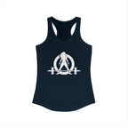 Lift Heavy - Run Fast - Racer Back Tank Top - Women's Ideal Racerback Tank (White Front & Back Logo)