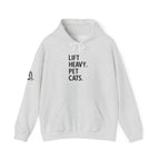 Lift Heavy Pet Cats – Unisex Heavy Blend™ Hooded Sweatshirt (Black Logo) 🏋️‍♂️🐱