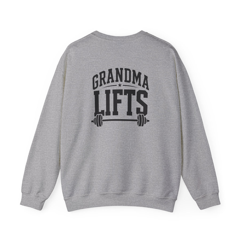 Grandma Lifts - Crewneck Sweatshirt — Front & Back Black Logo