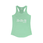 25 + 25 = 70 Women's Ideal Racerback Tank - White Print Front Plain Back