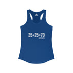 25 + 25 = 70 Women's Ideal Racerback Tank - White Print Front Plain Back
