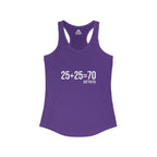 25 + 25 = 70 Women's Ideal Racerback Tank - White Print Front Plain Back