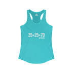 25 + 25 = 70 Women's Ideal Racerback Tank - White Print Front Plain Back
