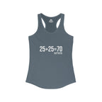 25 + 25 = 70 Women's Ideal Racerback Tank - White Print Front Plain Back