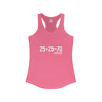 25 + 25 = 70 Women's Ideal Racerback Tank - White Print Front Plain Back