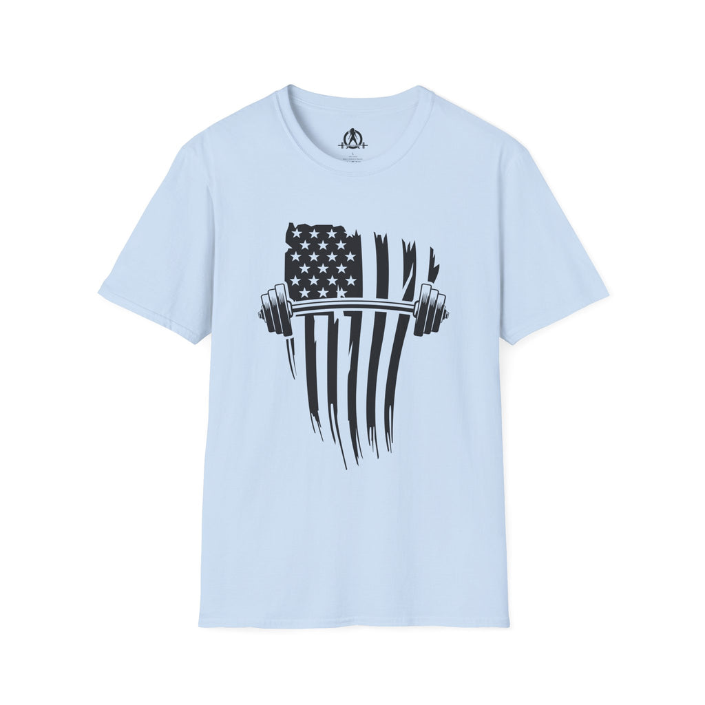 USA Barbell  - Unisex Softstyle T-Shirt - Black Logo - Plain Back