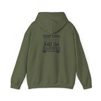 Everything Hurts & I'm Hungry  - Unisex Heavy Blend Hooded Sweatshirt  - Black Print Front and Back