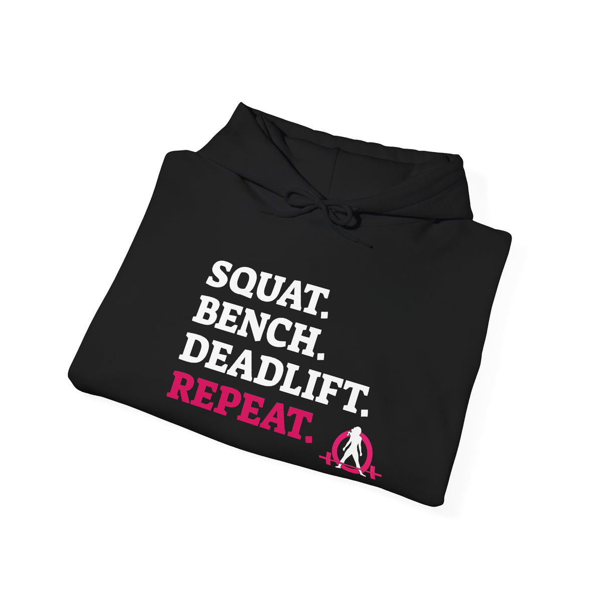 WWLW “Squat • Bench • Deadlift • Repeat” Hoodie - White Logo - Plain Back