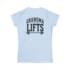 Grandma Lifts - Women's Softstyle Tee - White Logo Front & Back