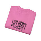 Lift Heavy Shit - Unisex Ultra Cotton Tee - Front Black Logo - Plain Back