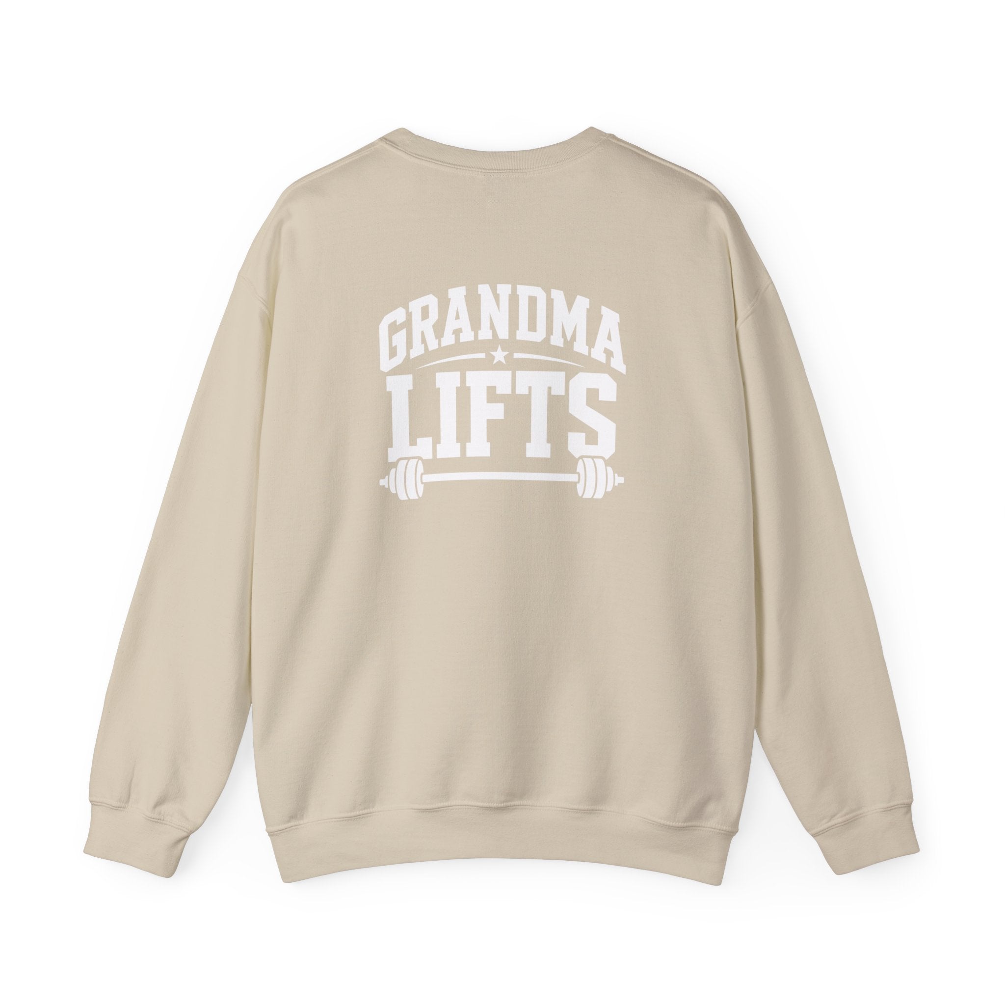 Grandma Lifts - Crewneck Sweatshirt — Front & Back White Logo