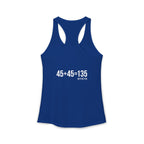 45 + 45 = 135 - Women's Ideal Racerback Tank - White Print Front & Back