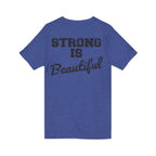 Strong Is Beautiful - Distressed Black Logo - Unisex Jersey Short Sleeve V-Neck Tee