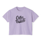 Coffee & Barbells - Women's Boxy Tee - Black Logo Front Plain Back