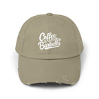 Coffee & Barbells - Unisex Distressed Cap - White Logo