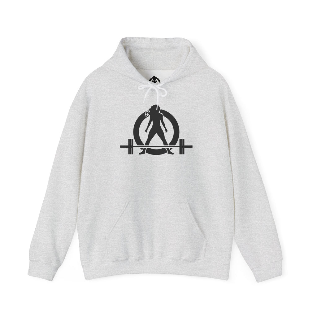 Lift Heavy Run Fast - Unisex Heavy Blend Hooded Sweatshirt  - Front & Back Black Logo