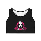 WWLW Sports Bra (AOP) - Color Distressed Logo - Black