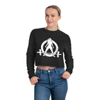 Women's Cropped Sweatshirt - Distressed White Logo