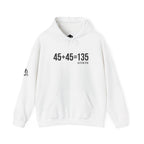 45 + 45 = 135 - Unisex Heavy Blend Hooded Sweatshirt  - Front Black & Shoulder Logo