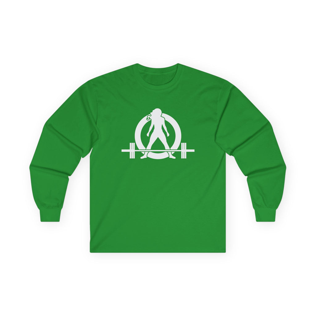 Lift Heavy Run Fast - Ultra Cotton Long Sleeve Tee - White Logo Front & Back